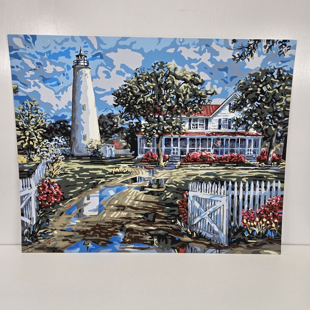 Ocracoke Lighthouse Finished Acrylic Painting Paint By Number 20x16 Landmark‎